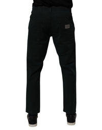 Dark Green Cotton Loose Men Denim Jeans