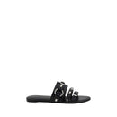 Black Calf Leather Bos Taurus Flat Sandals
