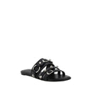 Black Calf Leather Bos Taurus Flat Sandals
