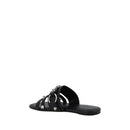 Black Calf Leather Bos Taurus Flat Sandals