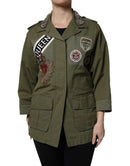 Military Green Queen Embellished Coat Jacket