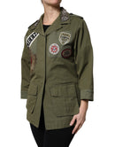 Military Green Queen Embellished Coat Jacket