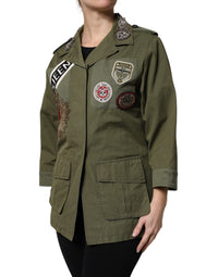 Military Green Queen Embellished Coat Jacket