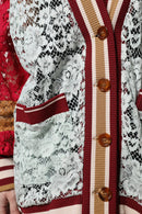Multicolor Floral Lace Cardigan Sweater