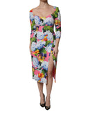 Multicolor Floral Side Slit Midi Dress