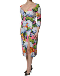 Multicolor Floral Side Slit Midi Dress