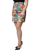 Multicolor Floral Lace High Waist Mini Skirt