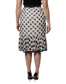 White Black Polka Dots Knee Length Skirt