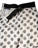 White Black Polka Dots Knee Length Skirt
