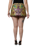 Multicolor Floral Jacquard Mid Waist Mini Skirt
