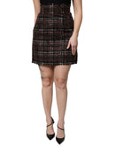 Multicolor High Waist Tartan Tweed Pencil Cut Skirt