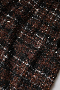 Multicolor High Waist Tartan Tweed Pencil Cut Skirt