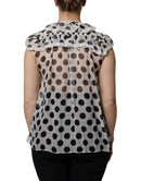 White Black Polka Dot Cotton Sleeveless Top