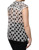 White Black Polka Dot Cotton Sleeveless Top
