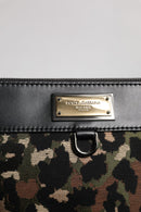 Multicolor Leopard Jacquard Print Logo Plaque Pouch Bag