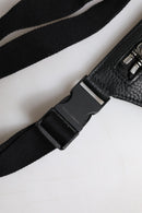 Black Calfskin Logo Plaque Belt Waist Men Fanny Pack Bag