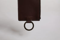 Brown Calf Leather Lanyard Logo Card Holder Wallet
