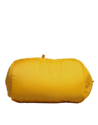 Yellow Orange Nylon Logo Plaque Hand Shoulder Duffle Bag
