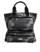 Gray Camo Cotton Multiple Compartments Tote Bag