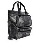 Gray Camo Cotton Multiple Compartments Tote Bag