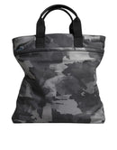 Gray Camo Cotton Multiple Compartments Tote Bag