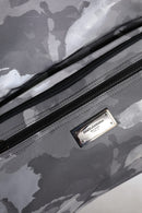 Gray Camo Cotton Multiple Compartments Tote Bag