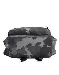 Gray Cotton Camouflage Logo Plaque Backpack Bag