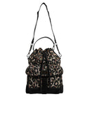 Multicolor Leopard Cotton Shoulder Bucket Bag