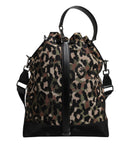 Multicolor Leopard Cotton Shoulder Bucket Bag