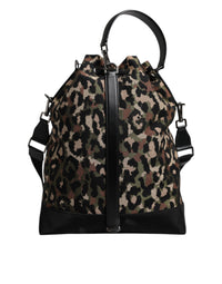 Multicolor Leopard Cotton Shoulder Bucket Bag