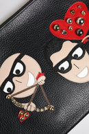 Black #DGFamily Embellished Leather Clutch Bag