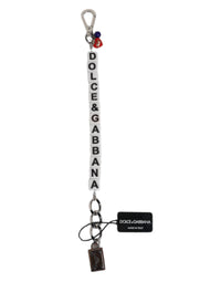 Silver Brass Chain Dice Logo Embellished Charm Bracelet