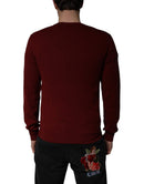 Maroon Cashmere V-neck Men Pullover Sweater