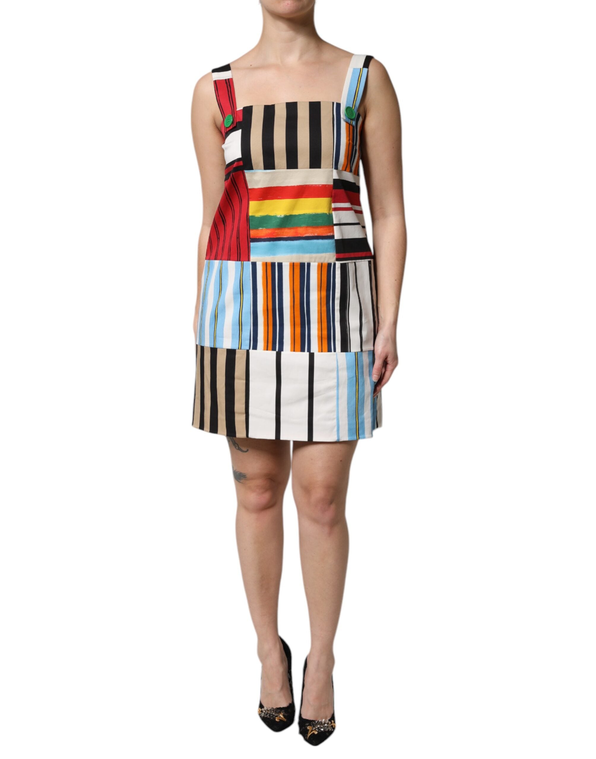 Multicolor Cotton Stripe Sleeveless Dress