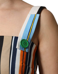 Multicolor Cotton Stripe Sleeveless Dress