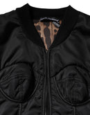 Black Nylon Full Zip Bustier Corset Jacket