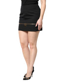 Black Virgin Wool High Waisted Mini Skirt