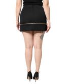 Black Virgin Wool High Waisted Mini Skirt