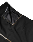 Black Virgin Wool High Waisted Mini Skirt