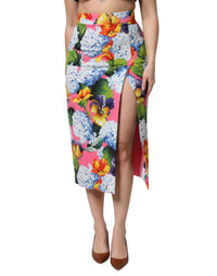 Multicolor Floral High Waist Midi Skirt