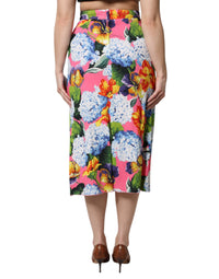 Multicolor Floral High Waist Midi Skirt