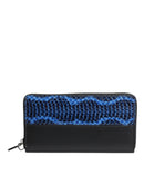 Black Blue Exotic Leather Embossed Continental Wallet