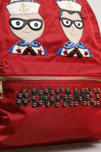 Red #DGFAMILY VULCANO Embellishment Backpack Bag