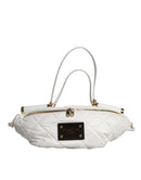 White Quilted Logo Plaque Belt Waist Fanny Pack Bag