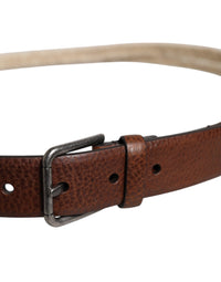 Brown Jute Leather Woven Metal Buckle Belt