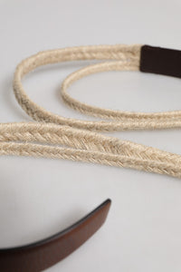 Brown Jute Leather Woven Metal Buckle Belt