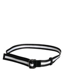 Black Yellow Logo Striped Metal Buckle Belt