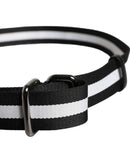 Black Yellow Logo Striped Metal Buckle Belt
