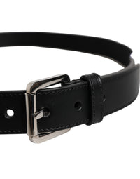 Black White Printed Metal Logo Buckle Belt