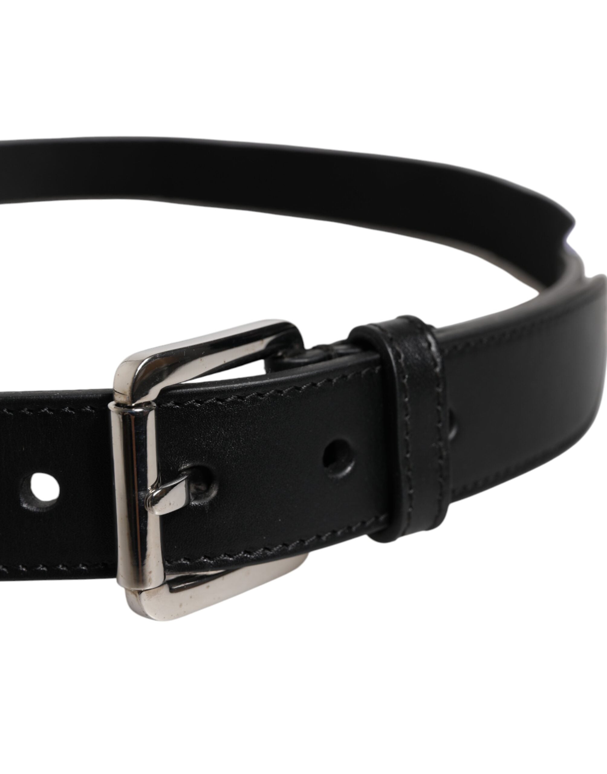 Black White Printed Metal Logo Buckle Belt
